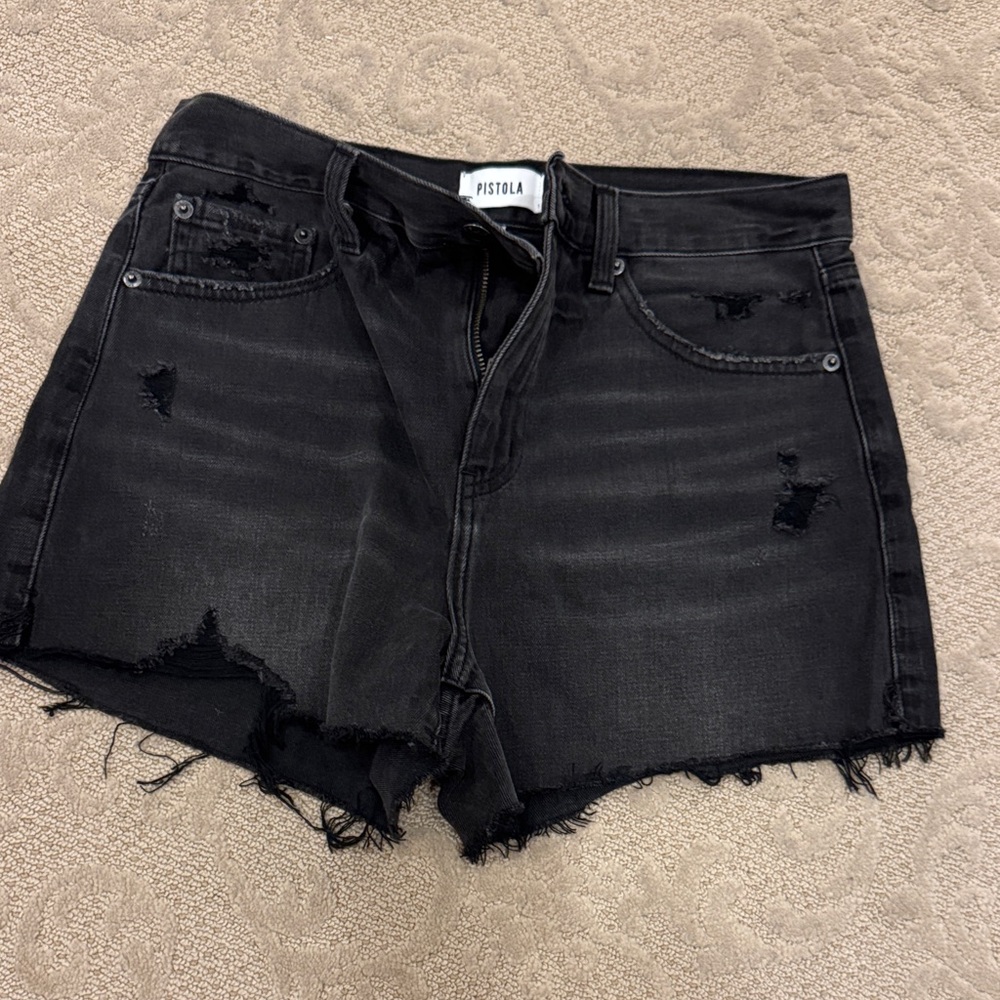 Pistola Black Distressed Women Shorts